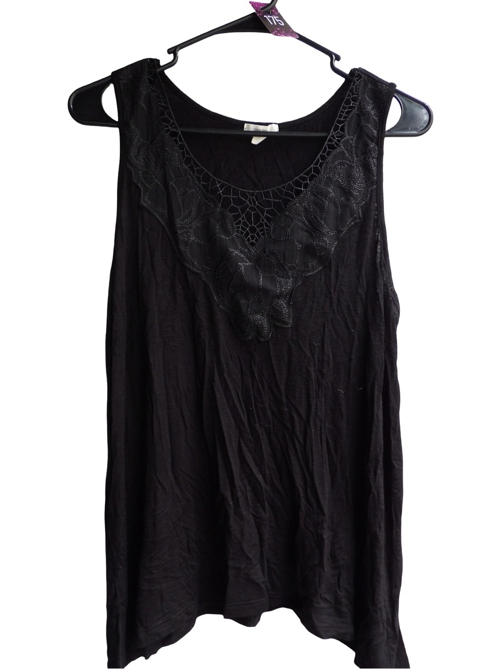 Maurices Black Crochet Yoke Tank